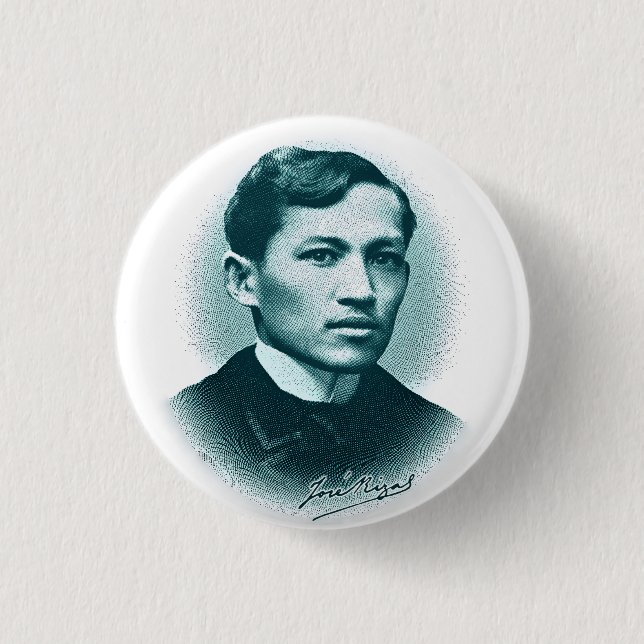 Bóton Redondo 2.54cm Jose Rizal (impressão verde) (Frente)