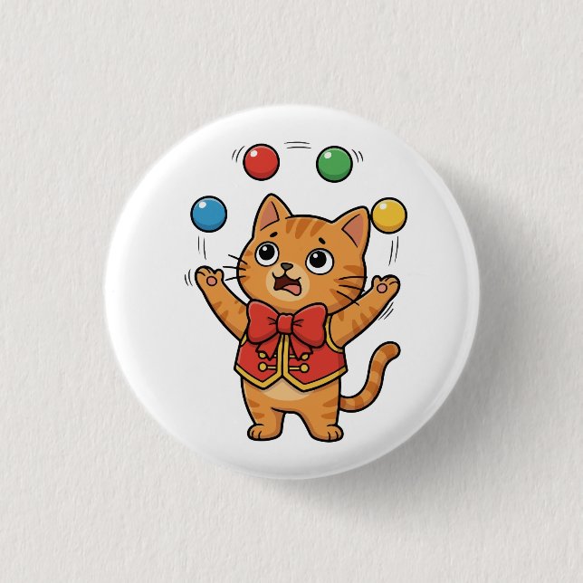 Bóton Redondo 2.54cm Juggling Cat Circus Button (Frente)