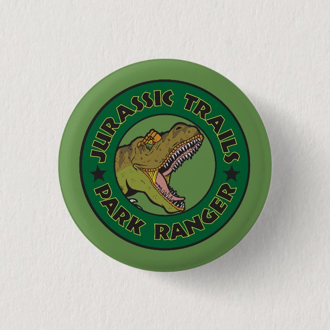 Bóton Redondo 2.54cm Jurassic Trails Park Ranger T-Shirt (Frente)
