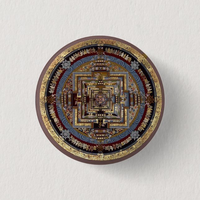 Bóton Redondo 2.54cm Kalachakra Mandala Um Botão (Frente)