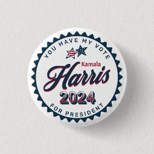 Bóton Redondo 2.54cm Kamala Harris 2024   O meu voto é pequeno