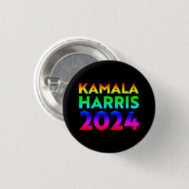 Bóton Redondo 2.54cm Kamala Harris 2024, orgulho tipográfico do arco-ír