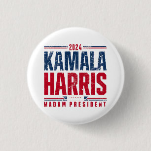 Bóton Redondo 2.54cm Kamala Harris 2024 VP ao Presidente Mulher Negra 2