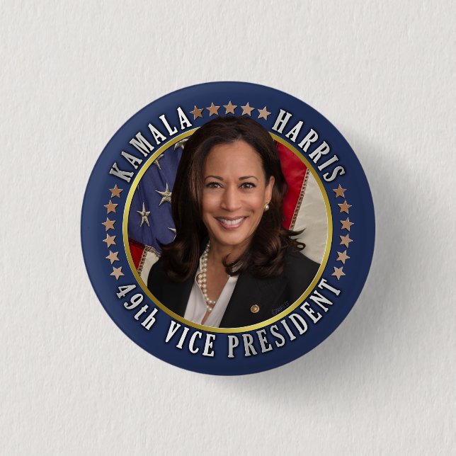 Bóton Redondo 2.54cm Kamala Harris 49th Vice President Commemorative (Frente)