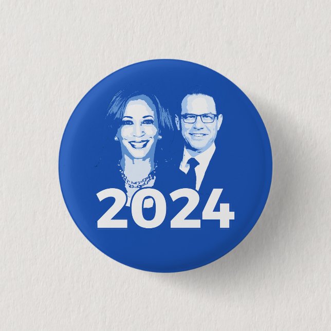 Bóton Redondo 2.54cm Kamala Harris Josh Shapiro 2024 (Frente)
