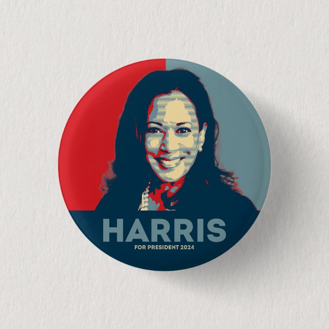 Bóton Redondo 2.54cm Kamala Harris Para O Presidente 2024 (Frente)
