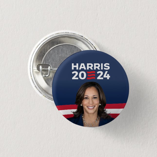 Bóton Redondo 2.54cm Kamala Harris para o Presidente 2024 (Frente & Verso)