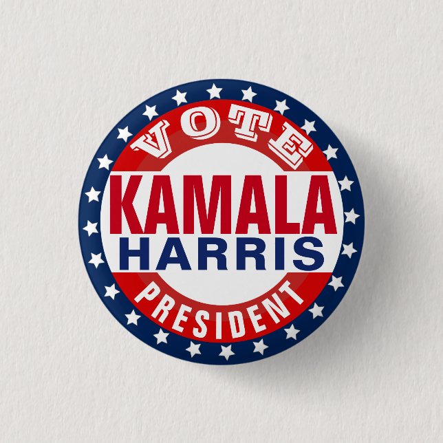 Bóton Redondo 2.54cm Kamala Harris para Presidente (Frente)