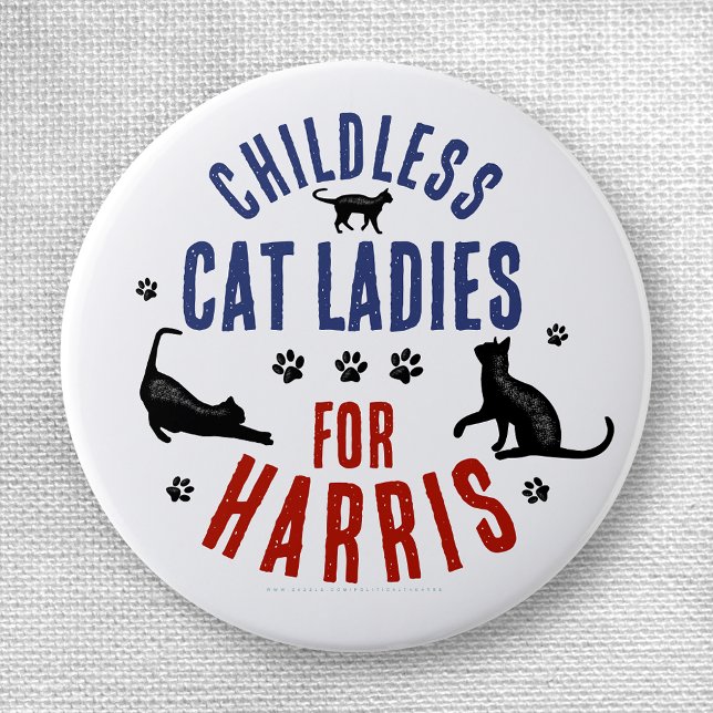 Bóton Redondo 2.54cm Kamala Harris Presidente 2024 Mulheres de Gato Sem (Criador carregado)