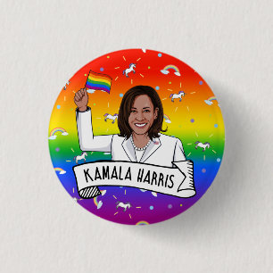 Bóton Redondo 2.54cm Kamala Harris Pride