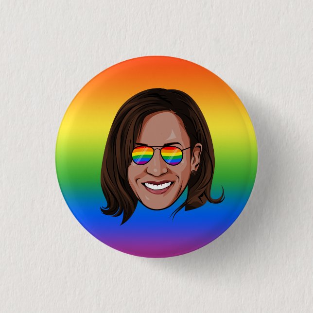 Bóton Redondo 2.54cm Kamala Harris Pride Holiday (Frente)