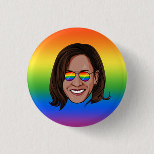 Bóton Redondo 2.54cm Kamala Harris Pride Holiday