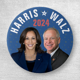 Bóton Redondo 2.54cm Kamala Harris Tim Walz Presidente Vice 2024 Fotos