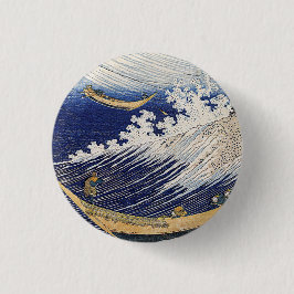 Bóton Redondo 2.54cm Katsushika Hokusai. Ondas oceânicas