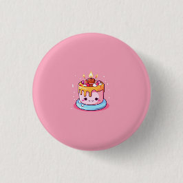 Bóton Redondo 2.54cm Kawaii crachá/botão/distintivo de bolo cor-de-rosa