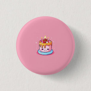 Bóton Redondo 2.54cm Kawaii crachá/botão/distintivo de bolo cor-de-rosa