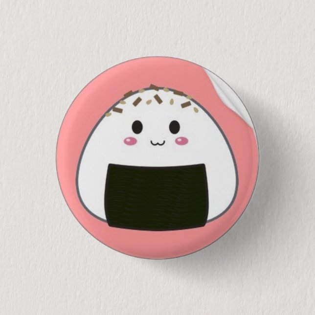 Bóton Redondo 2.54cm kawaii_onigiri_rice_ball_with_toppings_sticker-p21 (Frente)