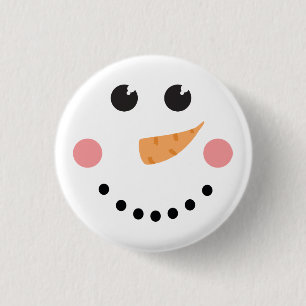 Bóton Redondo 2.54cm Kawaii Snowman Face com nariz de cenoura