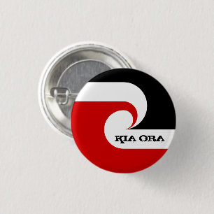 Bóton Redondo 2.54cm Kia Ora & Maori Flag, Nova Zelândia/Esporte, râg