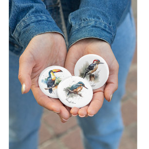 Bóton Redondo 2.54cm Kingfisher sentado num galho personalizável