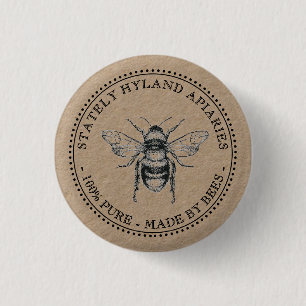 BÓTON REDONDO 2.54CM KRAFT APIARY MAGNET 100% PURA FEITA POR ABELHAS