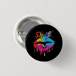 Bóton Redondo 2.54cm Lábios Pride Rainbow   LGBTQ   LÁBIOS