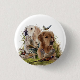 Bóton Redondo 2.54cm Labrador Retrievers com Faisão, Arte