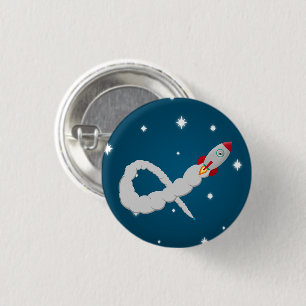 Bóton Redondo 2.54cm Lançamento de Foguete Espacial no Espaço