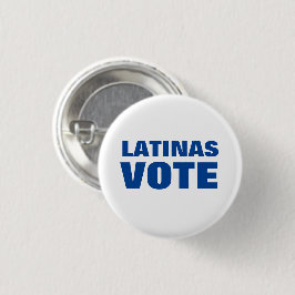 Bóton Redondo 2.54cm Latinas Votem azul e branco voto latino moderno