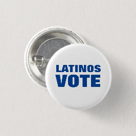 Bóton Redondo 2.54cm Latinos Votação voto latino branco e azul moderno
