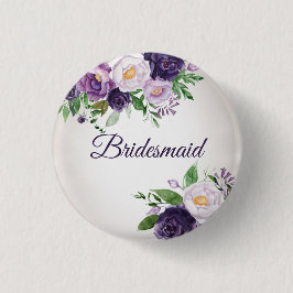 Bóton Redondo 2.54cm Lavanda Roxa Verde Floral Bridesmaid