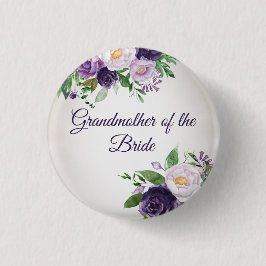 Bóton Redondo 2.54cm Lavanda Roxa Verde Floral Vovó Noiva