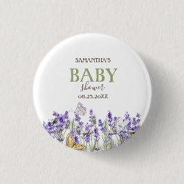 Bóton Redondo 2.54cm Lavander Borboletas Churrasco Botânico para Bebê