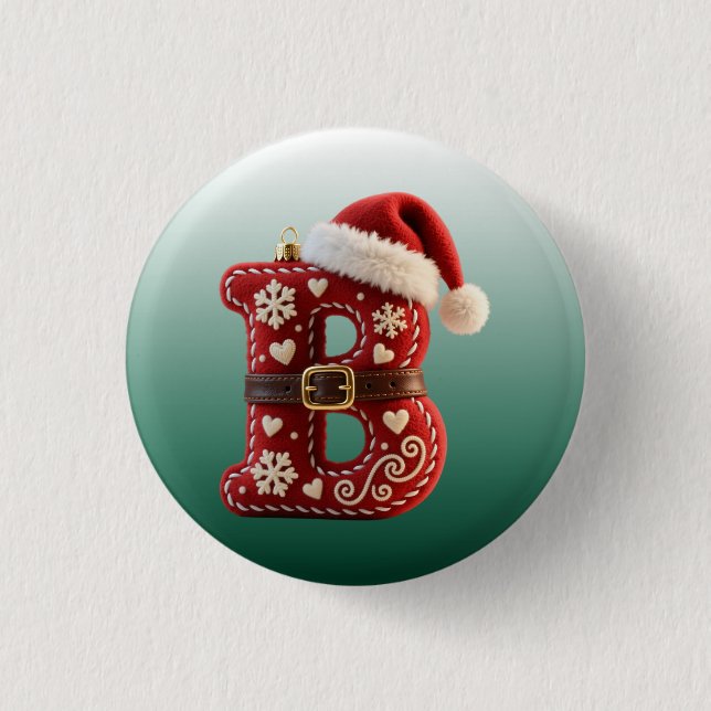 Bóton Redondo 2.54cm Layered Pastel Gold Trim Letter B (Frente)