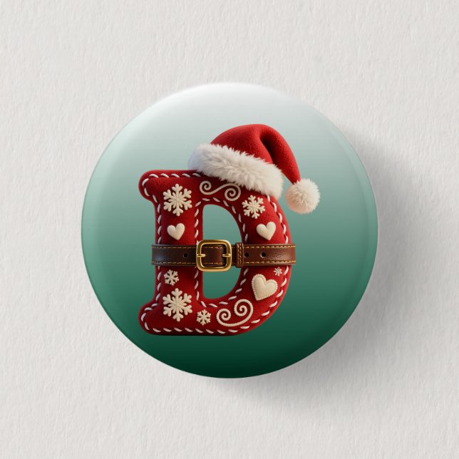 Bóton Redondo 2.54cm Layered Pastel Gold Trim Letter D (Frente)