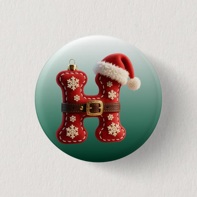 Bóton Redondo 2.54cm Layered Pastel Gold Trim Letter H (Frente)