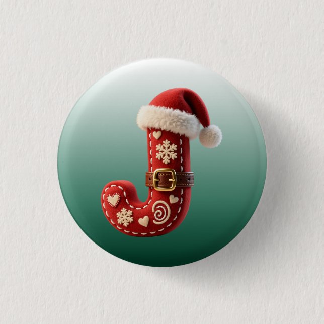 Bóton Redondo 2.54cm Layered Pastel Gold Trim Letter J (Frente)