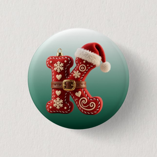 Bóton Redondo 2.54cm Layered Pastel Gold Trim Letter K (Frente)