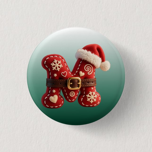 Bóton Redondo 2.54cm Layered Pastel Gold Trim Letter M (Frente)