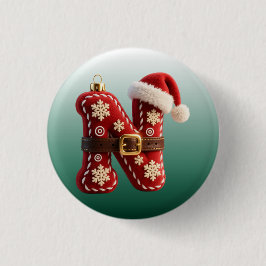 Bóton Redondo 2.54cm Layered Pastel Gold Trim Letter N