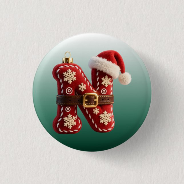 Bóton Redondo 2.54cm Layered Pastel Gold Trim Letter N (Frente)