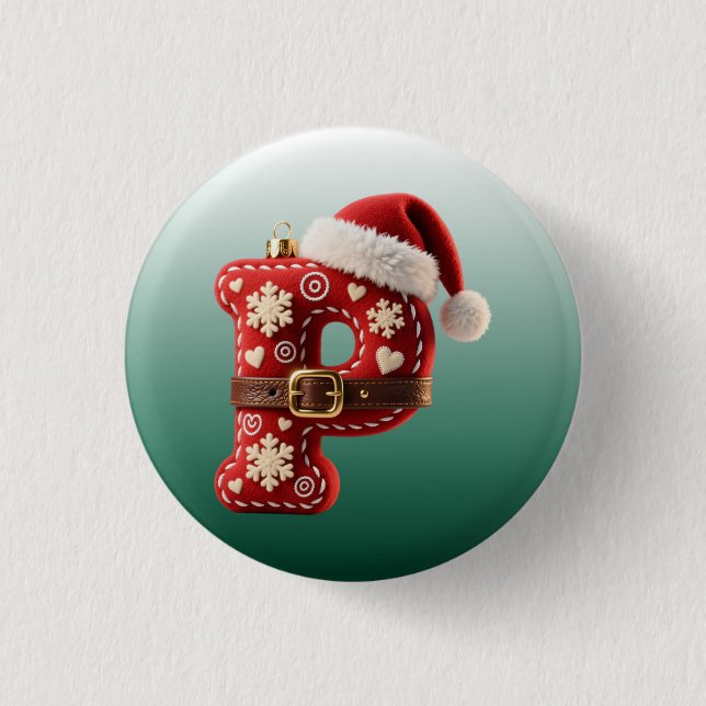 Bóton Redondo 2.54cm Layered Pastel Gold Trim Letter P (Frente)