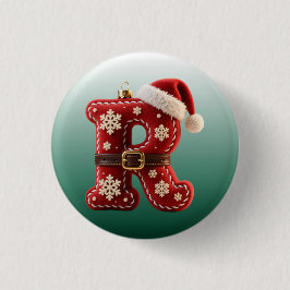 Bóton Redondo 2.54cm Layered Pastel Gold Trim Letter R