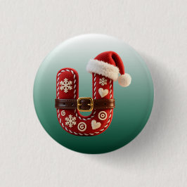 Bóton Redondo 2.54cm Layered Pastel Gold Trim Letter U