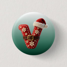 Bóton Redondo 2.54cm Layered Pastel Gold Trim Letter V