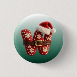 Bóton Redondo 2.54cm Layered Pastel Gold Trim Letter W