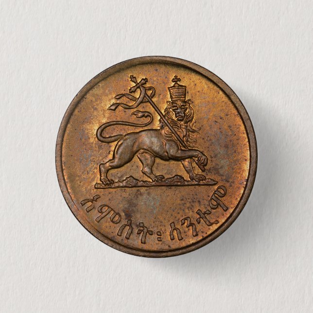 Bóton Redondo 2.54cm Leão de Judah Jah Rastafari Reggae Rasta Button (Frente)