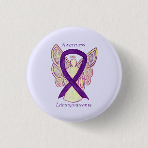 Bóton Redondo 2.54cm Leiomiosarcoma Roxo Awarness Ribbon Angel Pin