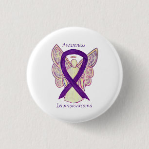 Bóton Redondo 2.54cm Leiomiosarcoma Roxo Awarness Ribbon Angel Pin