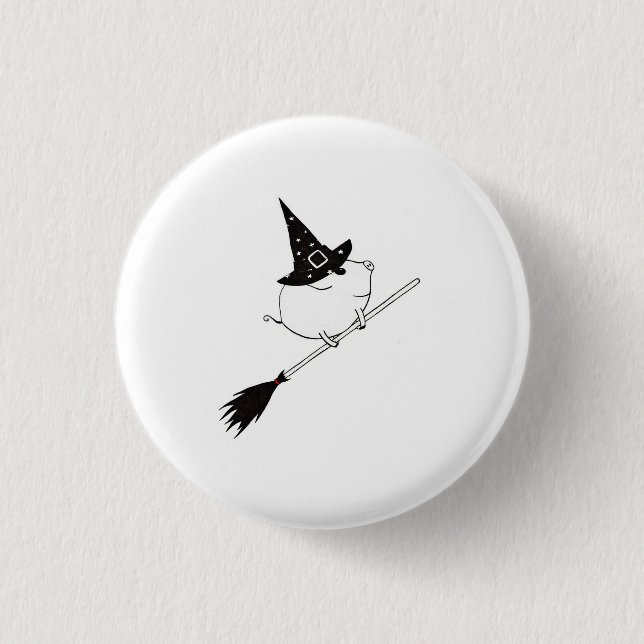 Bóton Redondo 2.54cm Leitão no Dia das Bruxas! (Frente)